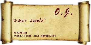 Ocker Jenő névjegykártya